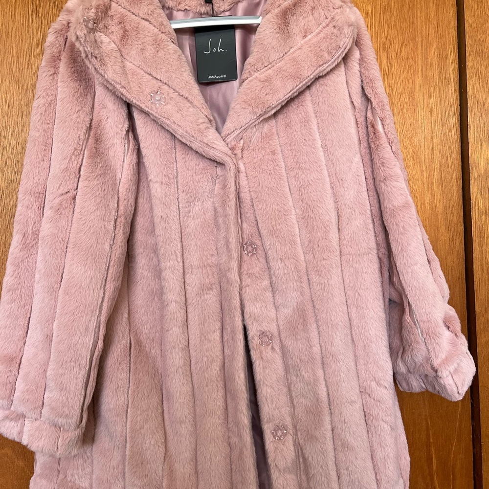 Oh Dusty Rose Faux Fur Hooded Teddy Coat